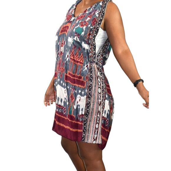 Calypso St Barth Doyah Silk Dress Red Ikat Tunic Elephant Jersey Bohemian Small - Picture 3 of 15